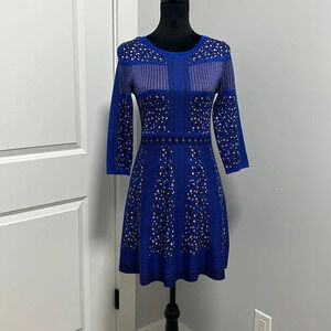 Gianni Bini Girls || Knit Sweater Blue Leopard Print Dress kids Girls size XL